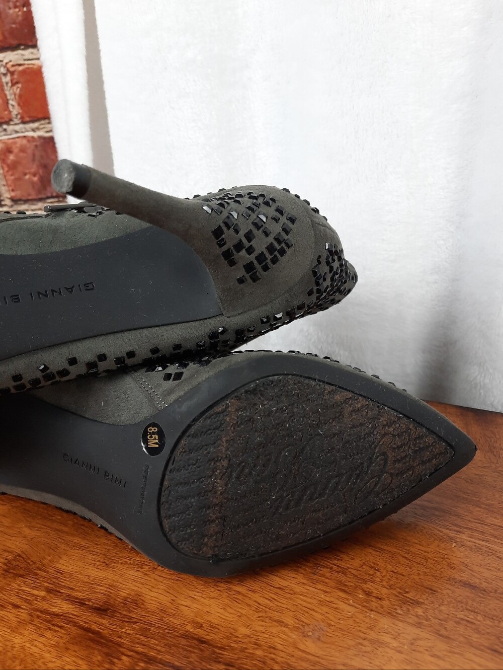 Giani Bini Embellished Grey and Black Ankle Booties - High Heel - Picture 13 of 16